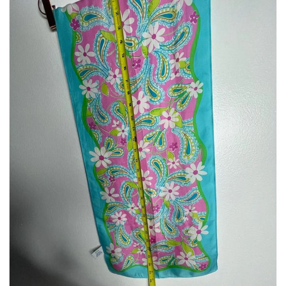 Lilly Pulitzer Ford 2004 Womens Silk Paisley Scarf Bandana Awareness Cancer Pink - Picture 5 of 11